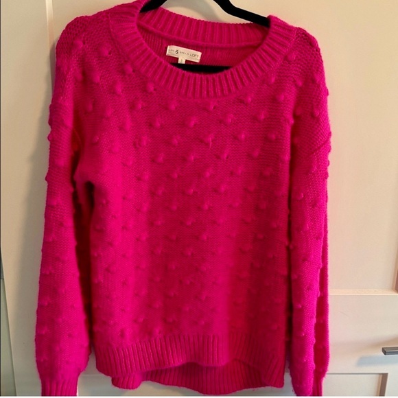 LOFT Sweaters - LOFT Bright Pink Crew Neck Sweater